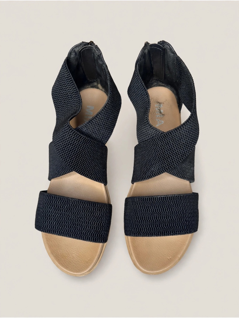 MIA Black Crisscross Elastic Sandals